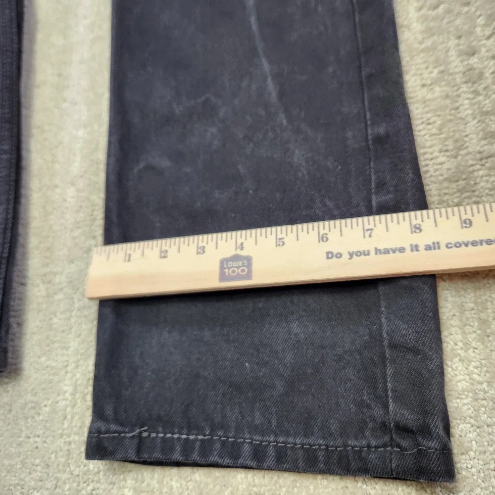 Levis 505 Jeans Men 34x30 *READ Black Denim Stretch Straight Leg Grunge‎ Biker